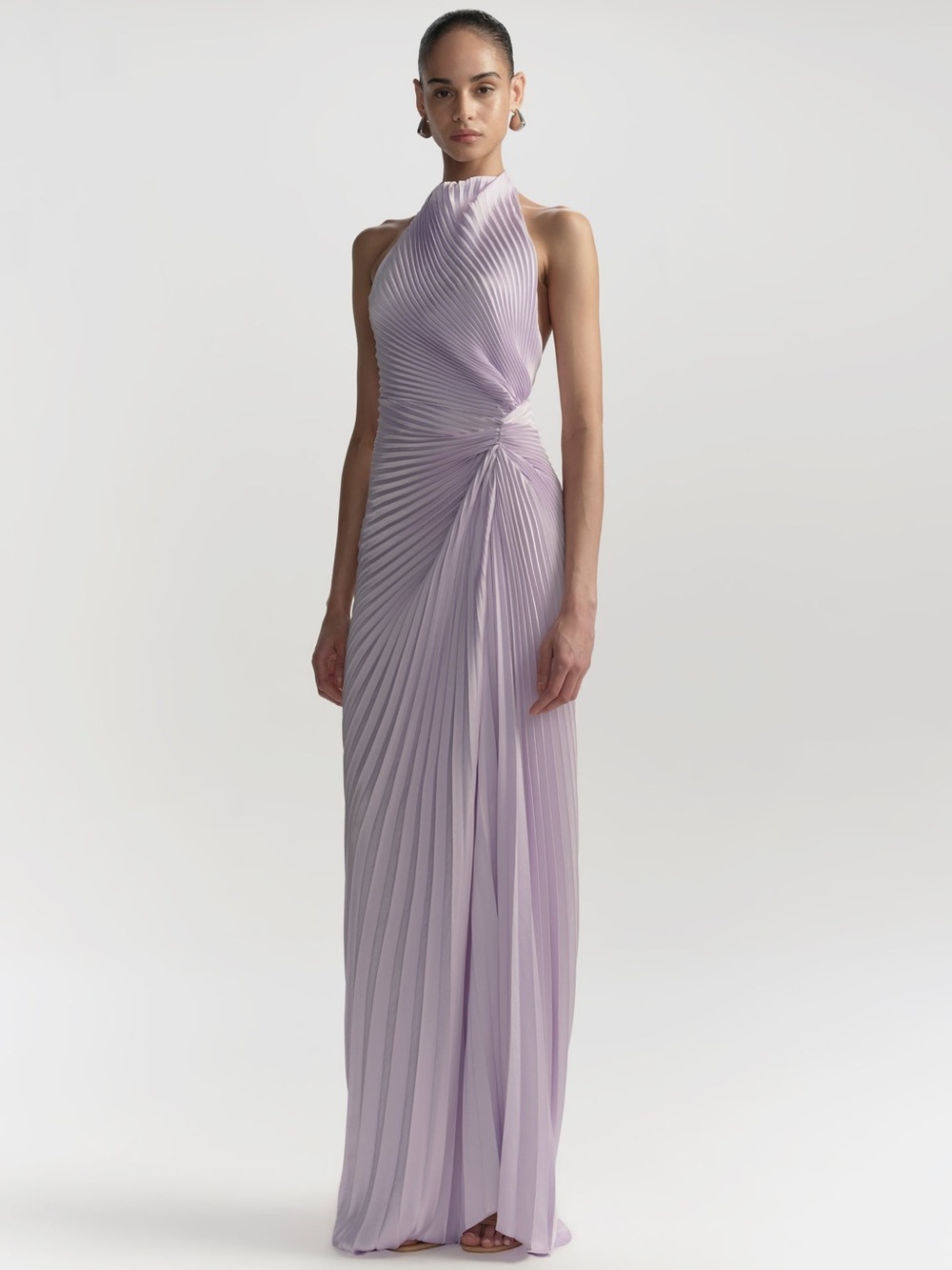 NWOT A.L.C. Romy Pleated Satin Gown in Lilac - Picture 6 of 10